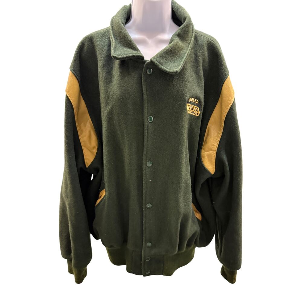 Vintage DeLong Men Size 2x Varsity Jacket Jungle Green,gold